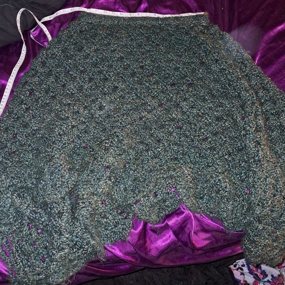 Green crochet shawl or overskirt